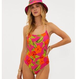 NWT BEACH RIOT Stevie One-Piece Swimsuit- Hibiscus Sunset- Size Small
